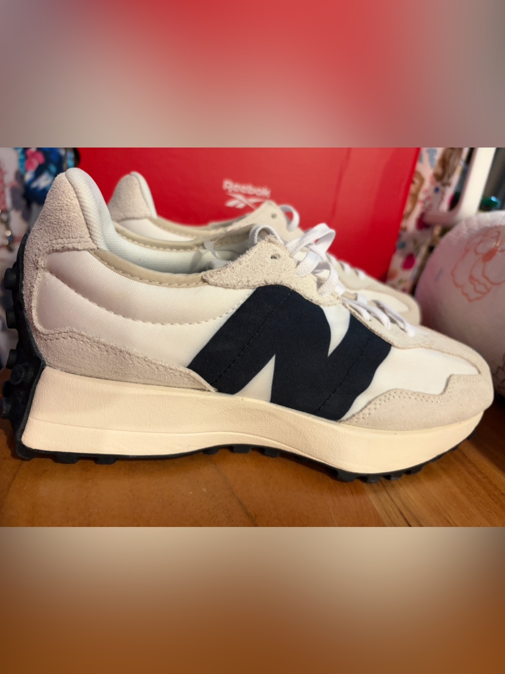 New Balance 327 Sea Salt and Black Womens Sneakers